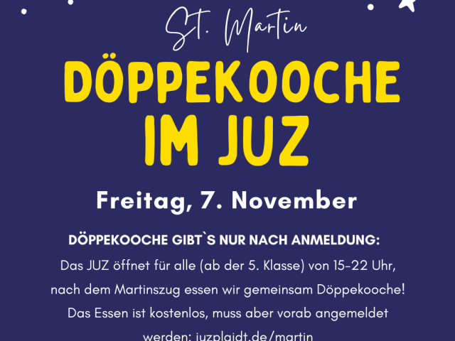 Martinsumzug in Plaidt: Döppekooche-Essen im JUZ am 7. November