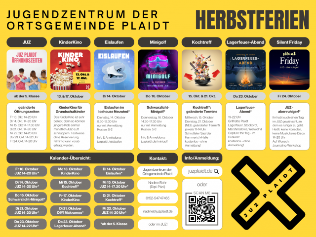 aktualisiertes Herbstferienprogramm