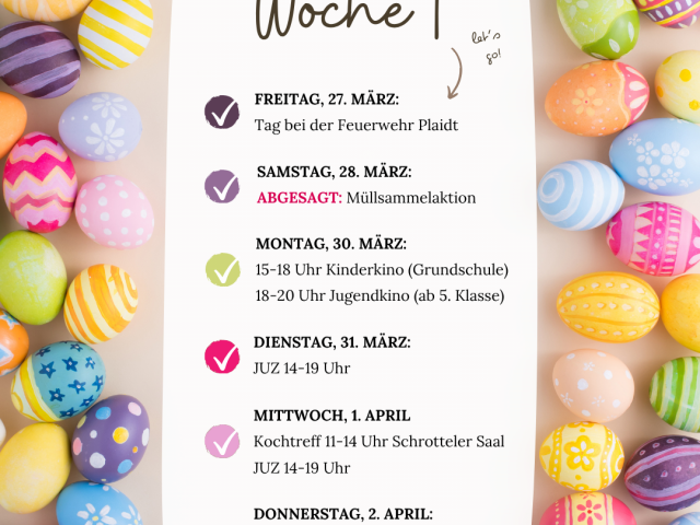 Wir sind die gesamten Osterferien für euch da!