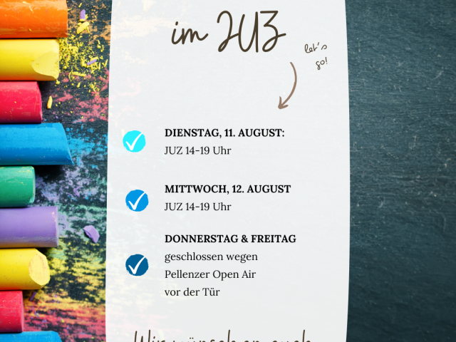 geänderte Öffnungszeiten in der ersten Schulwoche